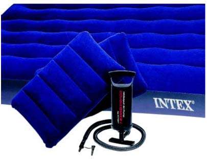 INTEX QUEEN SIZE AIRBED WITH PUMP AND PILLOWS   152CM X 203CM X 22CM