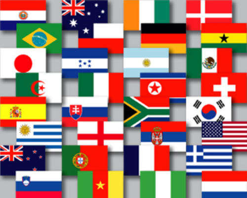 ALL 32 FLAGS OF THE 2010 WORLD CUP COUNTRIES ON A BUNTING EACH FLAG 21CM X 14CM
