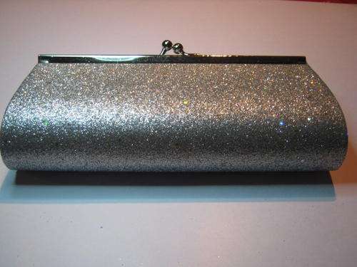 STUNNING SILVER STARRY GLITTER  CLUTCH BAG