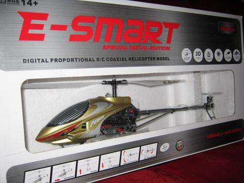 E-SMART   38CM R/C HELICOPTER GOLD AND CARBON FIBRE