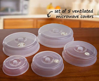 Ventilated Nesting MICROWAVE COVERS -----Set of 5