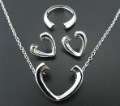 Heart Design Necklace, Ring & Earrings Set , 925 sterling silver