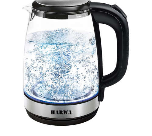 HARWA ELECTRIC GLASS KETTLE / 1.7 LITER / LED ILLUMINATED / MECHANICAL LID