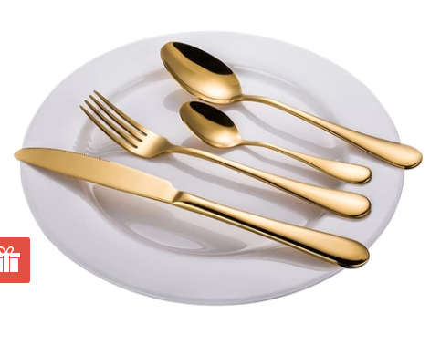 24 PIECE GOLD CUTLERY SET, SERVES 6