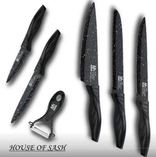 MILLERHAUS 6 PIECE KNIFE SET / INCLUDES A PEELER / MARBLE COATED / 299 - R5000+ / GERMAN DESIGN