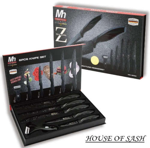 MILLERHAUS 6 PIECE KNIFE SET / INCLUDES A PEELER / MARBLE COATED / 299 - R5000+ / GERMAN DESIGN