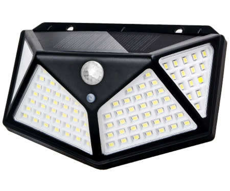100 LED SOLAR WALL LIGHT  600 LUMENS  1800mAH BATTERY  3 SETTINGS