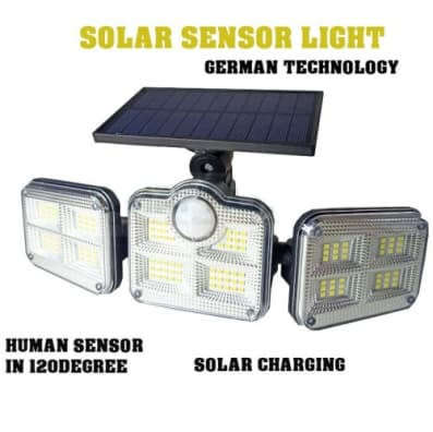 3 HEAD SOLAR WALL LIGHT WITH REMOTE, ADJUSTABLE HEADS, 3 SETTINGS