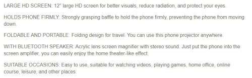 12 INCH HD MAGNIFIER  WITH BUILT IN MOBILE BLUETHOOTH SPEAKER