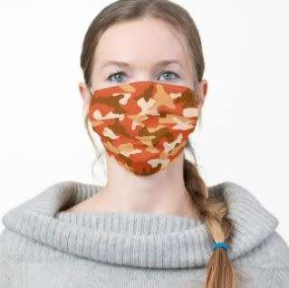 ORANGE CAMO DISPOSABLE FACE MASKS