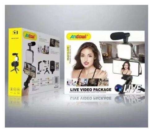 Vlogging Kit Shotgun Microphone With Led Light And Tripod Use for Gopro, cameras and smartphone Vlog