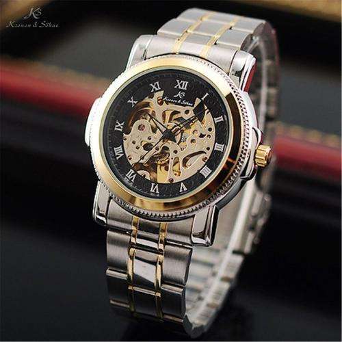 KRONEN & SOHNE / WARRIOR STEEL SKELETON /  BLACK GOLD / AUTOMATIC MECHANICAL / PAPERS / WARRANTY