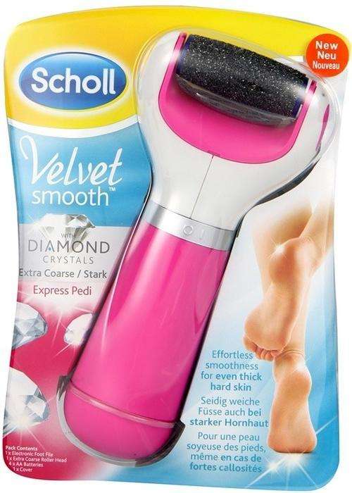 SCHOLL VELVET SOFT PEDI ELECTRONIC FOOT FILE / PINK IN COLOUR