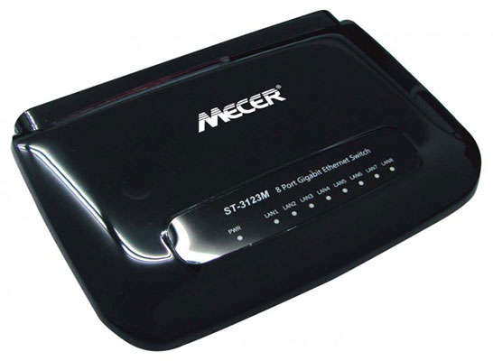 Mecer 8 Port 10/100/1000TX Gigabit Ethernet Switch Hub - Black