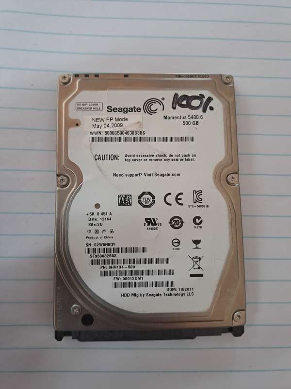 Seagate ST9500325AS 500GB 2.5` Hard drive