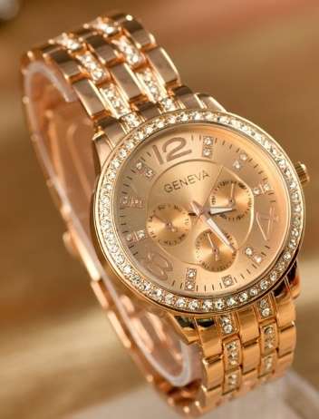 Geneva luxury brand quartz watch Rose Gold *Free Shipping