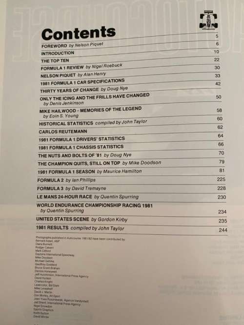 Autocourse 1981/1982 Formula 1 Season - 30th Anniversary Edition [hardcover]
