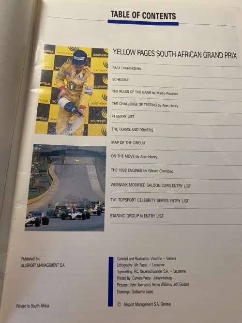 Kyalami 1992 Formula 1 Grand Prix - Official Programme (see all photos)
