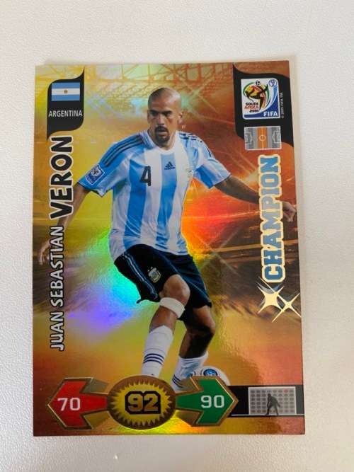 Sebastian Veron, Argentina - Rare Gold Champion Card - World Cup 2010 South Africa Panini Adrenalyn