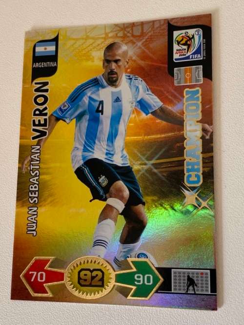 Sebastian Veron, Argentina - Rare Gold Champion Card - World Cup 2010 South Africa Panini Adrenalyn