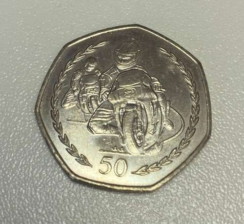Isle Of Man `Motorbike TT Edition` 50 Pence Coin