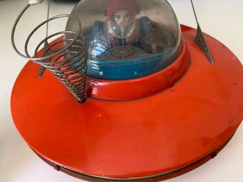 Antique Tin-Plate 1960s Flying Saucer (Yoshiya - Made in Japan)