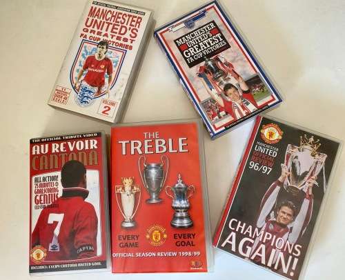 Manchester United VHS Casette Video Tapes x5 1980-1999