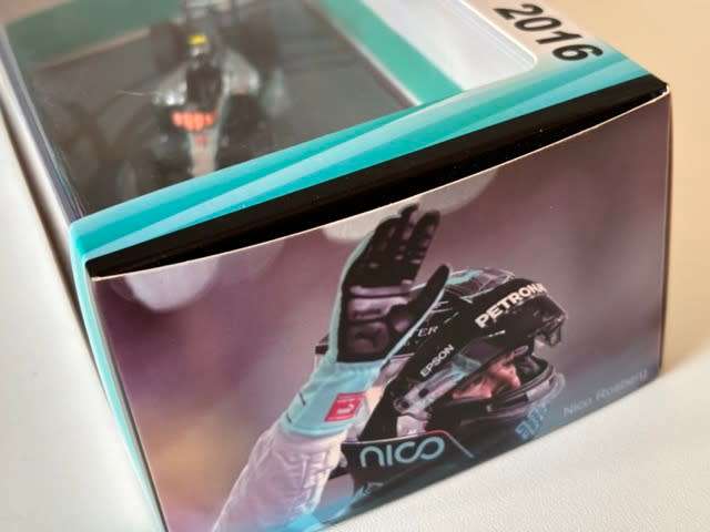 Nico Rosberg - 2016 Mercedes F1 `World Champion with figurine` (Rare Spark larger box 1:43)