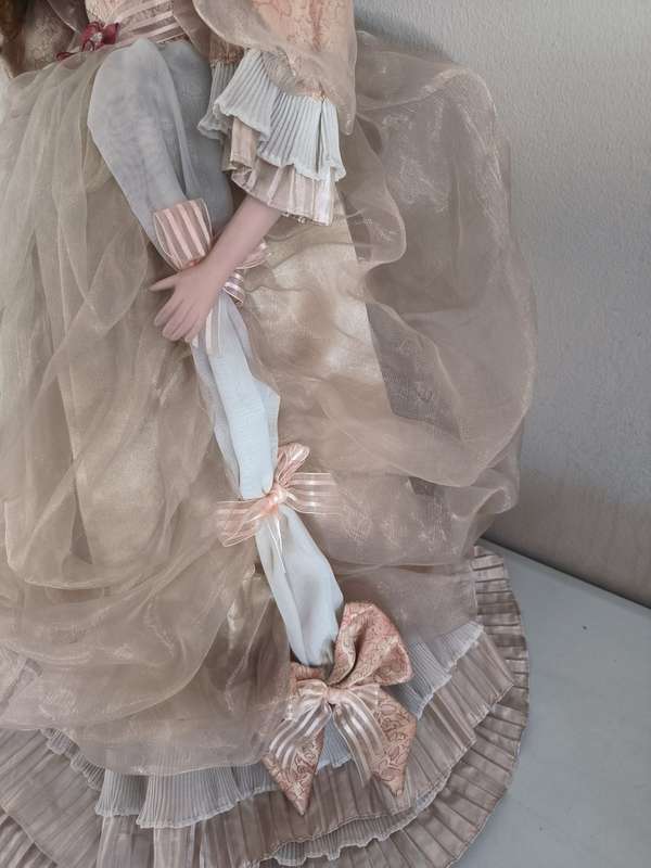 Porcelain Doll in Pink Dress with Stand (67cm)