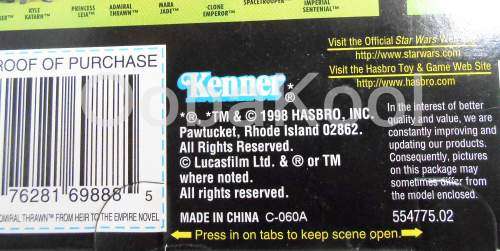 SALE!! -STAR WARS / GRAND ADMIRAL THRAWN / 3.75" HASBRO 1998 FIGURE / NEW ON CARD / OobaKool