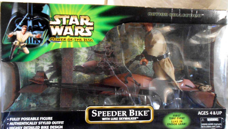 Star Wars / Speeder Bike with Luke Skywalker / 2001 Hasbro POTF 12 Inch Figure + Vehicle / NIB