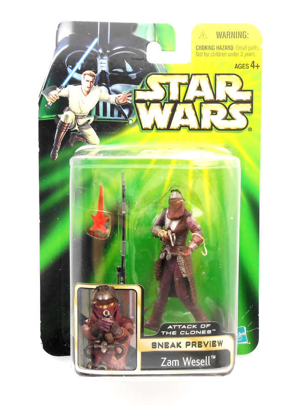 Star Wars / Zam Wesell Sneak Preview / Attack Of The Clones / 2001 Hasbro 3.75" Series / MOC