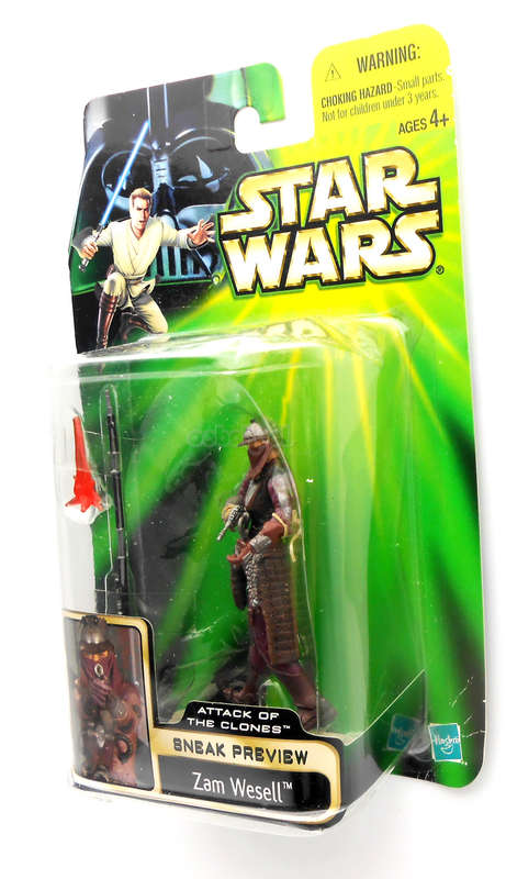 Star Wars / Zam Wesell Sneak Preview / Attack Of The Clones / 2001 Hasbro 3.75" Series / MOC