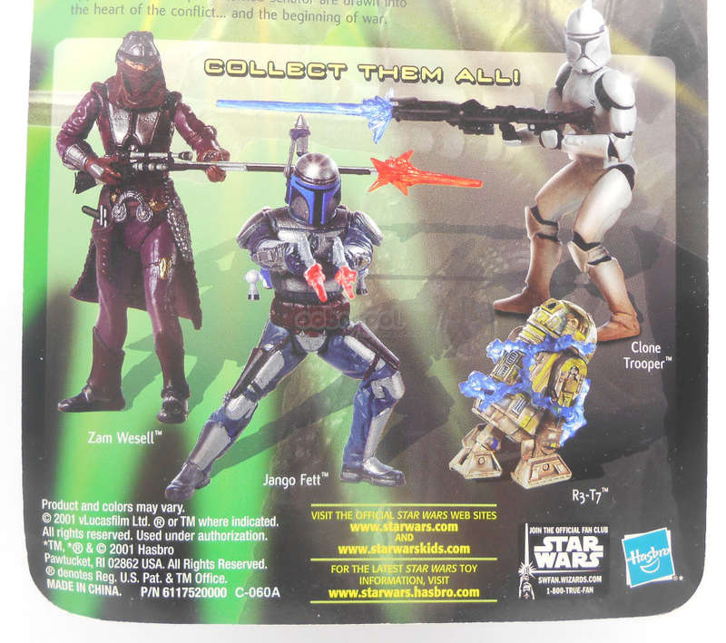 Star Wars / Zam Wesell Sneak Preview / Attack Of The Clones / 2001 Hasbro 3.75" Series / MOC