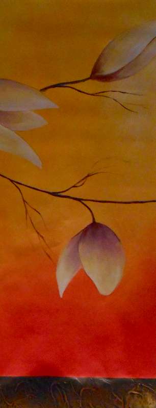 Japanese Style Flowers in Vase / 5-Piece Mega Oil Painting On Canvas / Unframed / STOCK CLEARANCE!!!