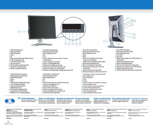 3 x Dell 1908FPT UltraSharp Black 19" LCD Monitors Adjustable Height - Tilt, Height, Swivel