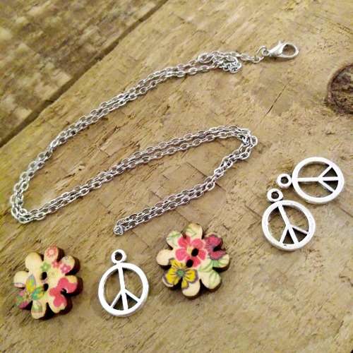 CLEARANCE SALE | 6 Piece - Peace Sign, Wooden Hippie Button + More...