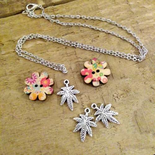 CLEARANCE SALE | 6 Piece CBD Cannabis Healing Leaf Pendant Charms With Chain Necklace and More...