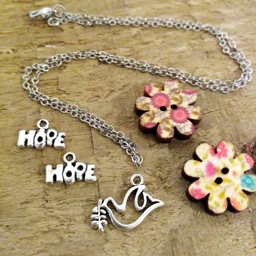 CLEARANCE SALE | Dove Charm With Chain + Hope Earring Charms + Retro Vintage Wooden Flower