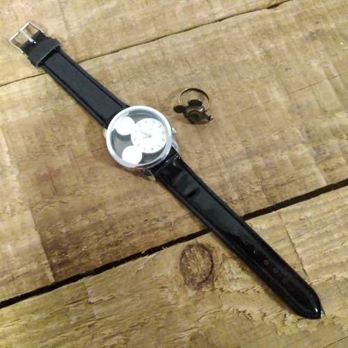 CLEARANCE SALE | Mickey Mouse Watch with Black Strap + Mickey Mouse Ring | Gift Set