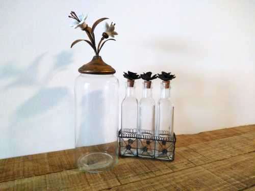CLEARANCE SALE | Unbeatable Value | Stunning Vintage Floral Glass Jar and Condiments Set