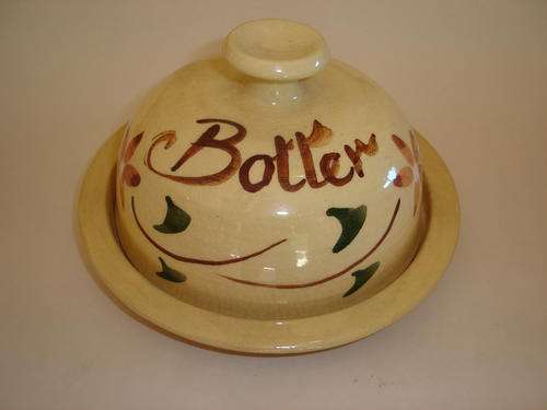 Vintage Stoneware Butter Dish with Lid