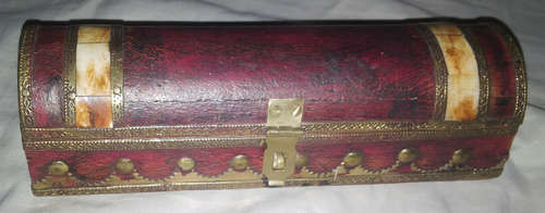 INDIAN COPPER & WOODEN TRINKET/JEWELRY BOX
