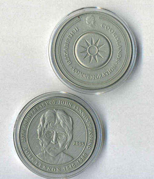 JOHN LENNON (BEATLES) ANTIQUE SILVER CIOMMEMORATIVE COIN - NEW, MUSIC
