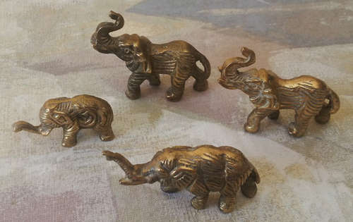BRASS PRINTERS TRAY ORNAMENTS - ELEPHANTS
