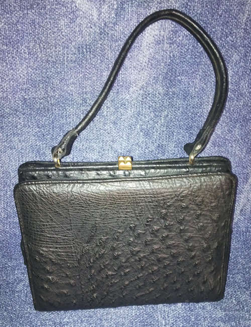 VINTAGE "TOPAZ" OSTRICH LEATHER HANDBAG