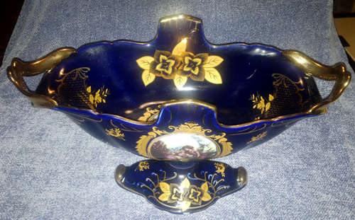 ORIGINAL COBALT 'CZECH REPUBLIC' HANDMADE FINE PORCELAIN BOWL (39x21,5x19cm)