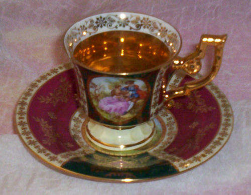 BEAUTIFUL GILDED JK DECOR CARLSBAD BAVARIA DEMITASSE DUO - 12.5cm DIAMETER