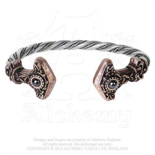 Alchemy Gothic A107 Thunder Torque pewter bangle - Size: Small -- Hematite