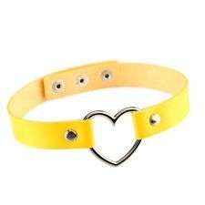 PU Leather Heart Choker - Yellow